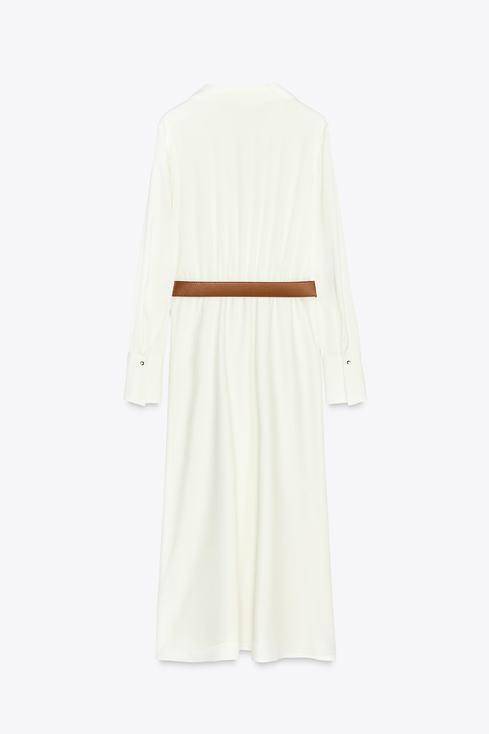 ベルト付きサテンワンピース - エクリュ | ZARA Japan / 日本