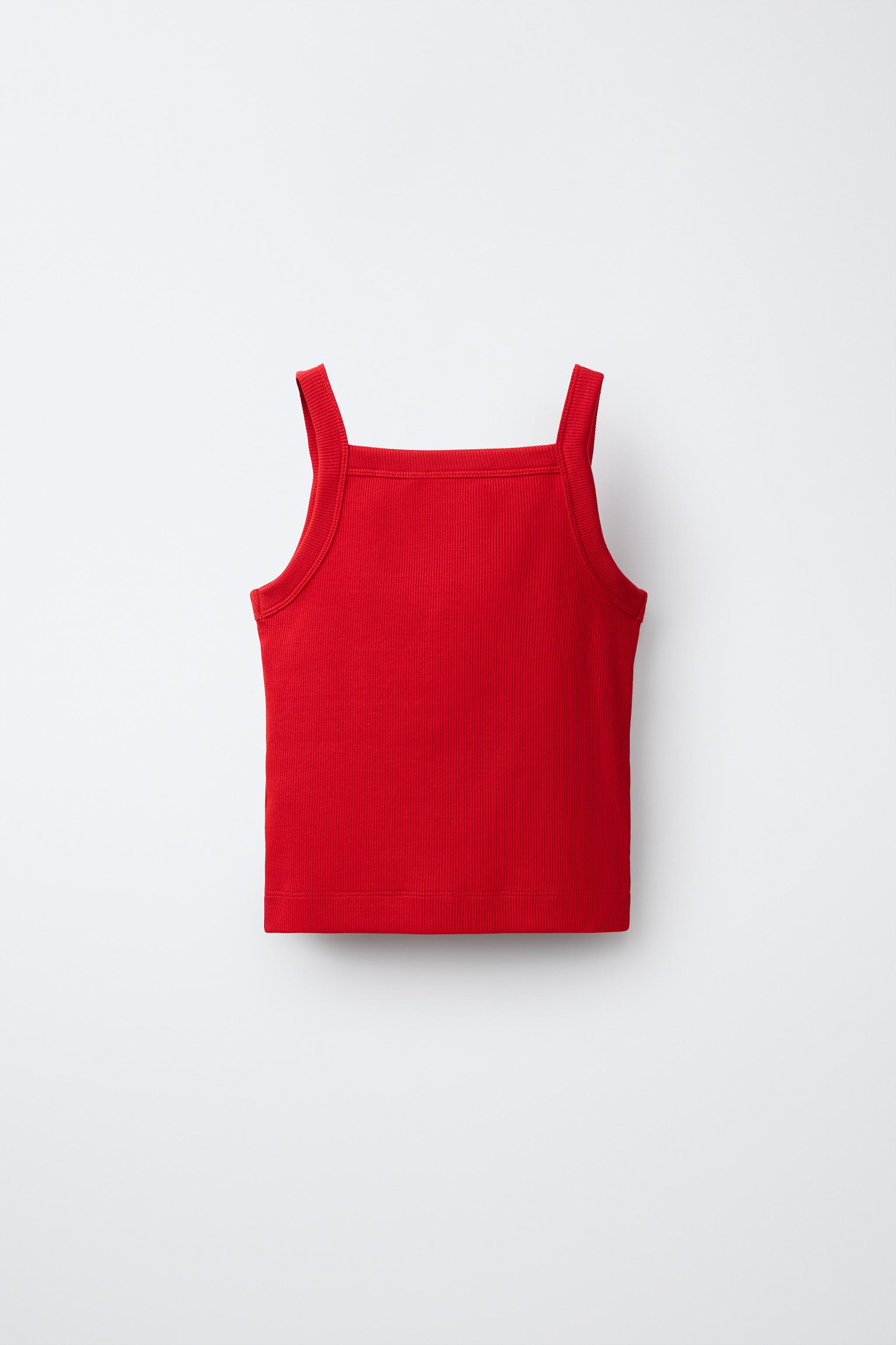 PLAIN RIB TANK TOP — Red