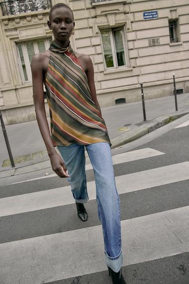 ASYMMETRIC STRIPED TOP - Multicoloured by Zara