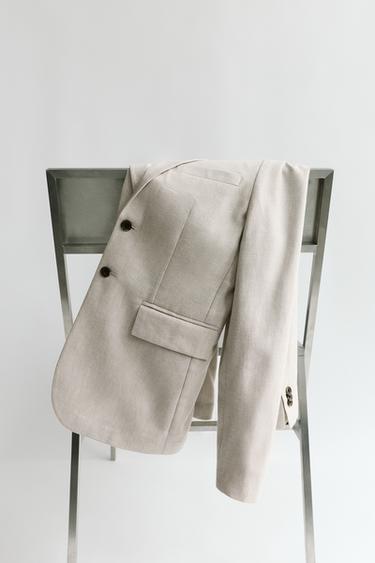BLAZER TRAJE CON ALGODÓN Y LINO - Crudo de Zara