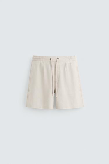 100% LINEN BERMUDA SHORTS - Beige by Zara - Image 5