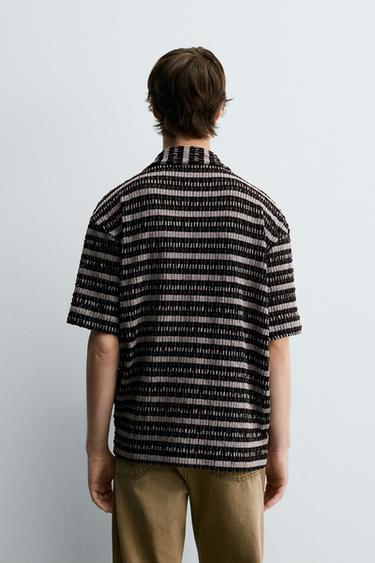 POLO JACQUARD AJOURÉ - Écru / Marron de Zara - Image 2