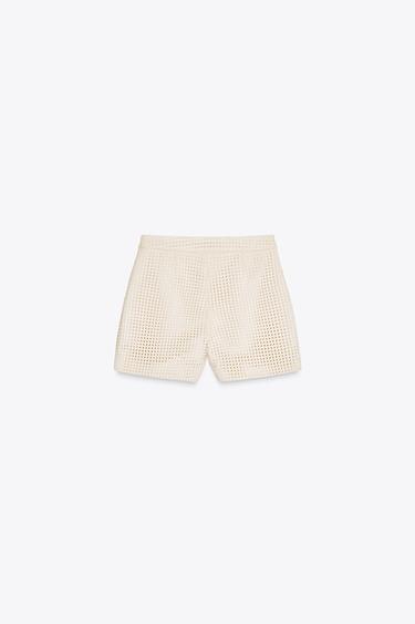 BERMUDA DÉCOUPÉE EFFET DAIM - Écru de Zara - Image 6