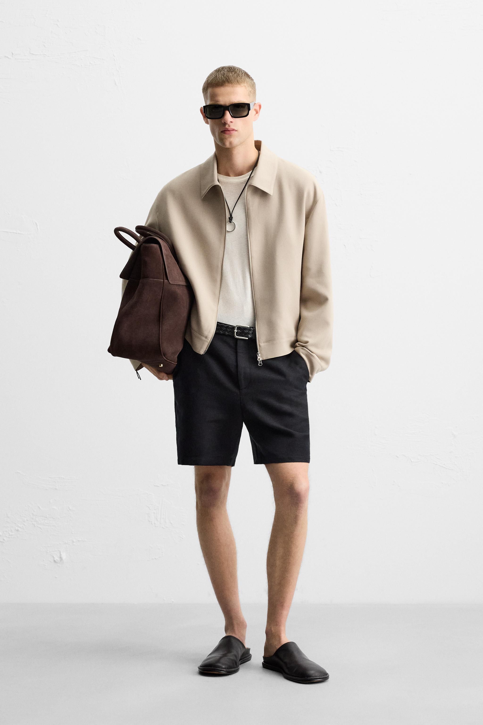 ZARA ベージュ ジップアップジャケット XL - メルカリ