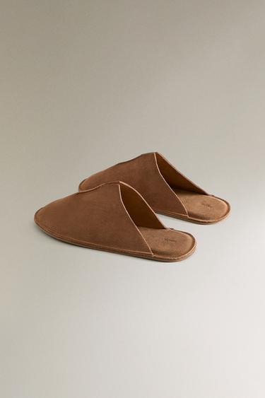 CHAUSSONS OUVERTS À L’ARRIÈRE CUIR - Marron de Zara - Image 4