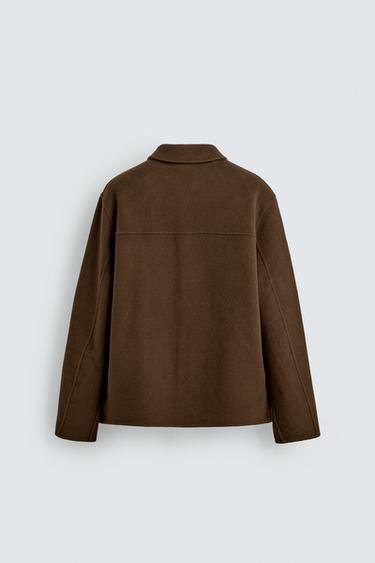 REGULAR FIT 100% WOOL OVERSHIRT - Dark brown by Zara - Image 8