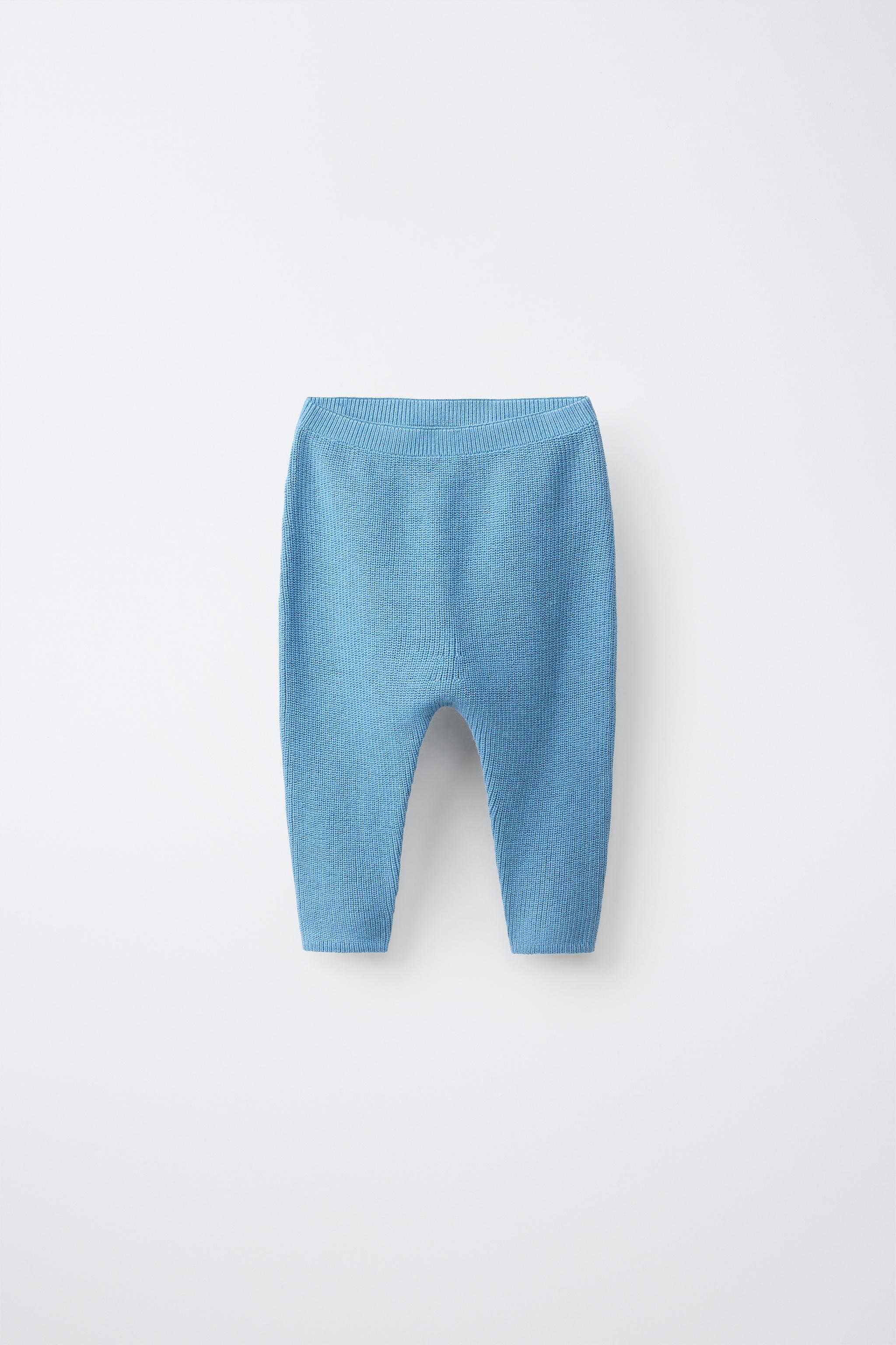 PEARL KNIT JOGGERS — Mid-blue