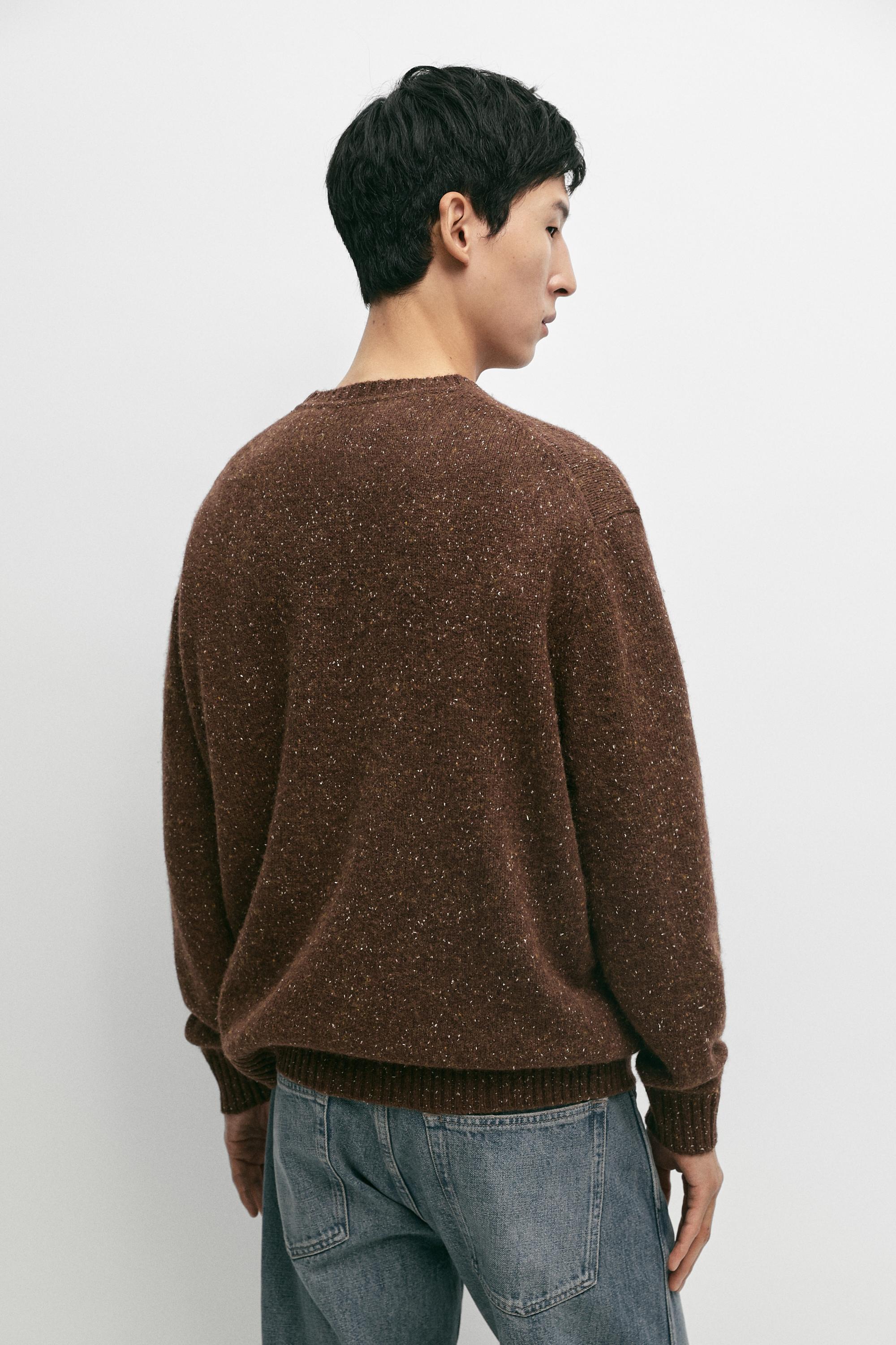 Flecked wool-blend knit sweater