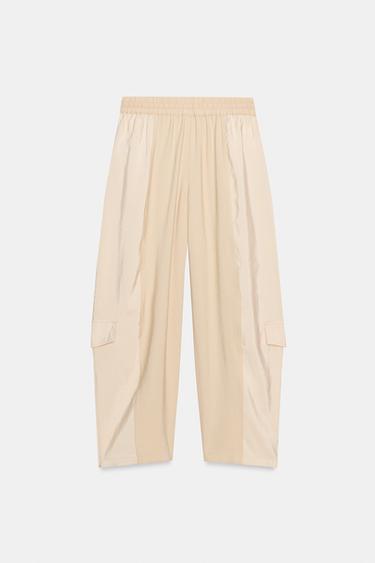 CONTRAST BARREL TROUSERS - Sand / Marl by Zara - Image 8