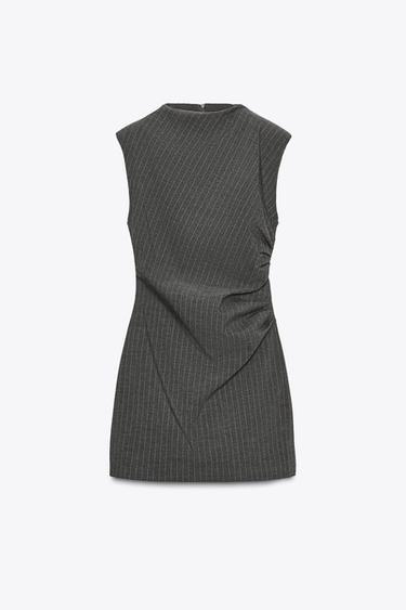 Zara SHORT DRESS WITH SHOULDER PADS - Anthracite Gray