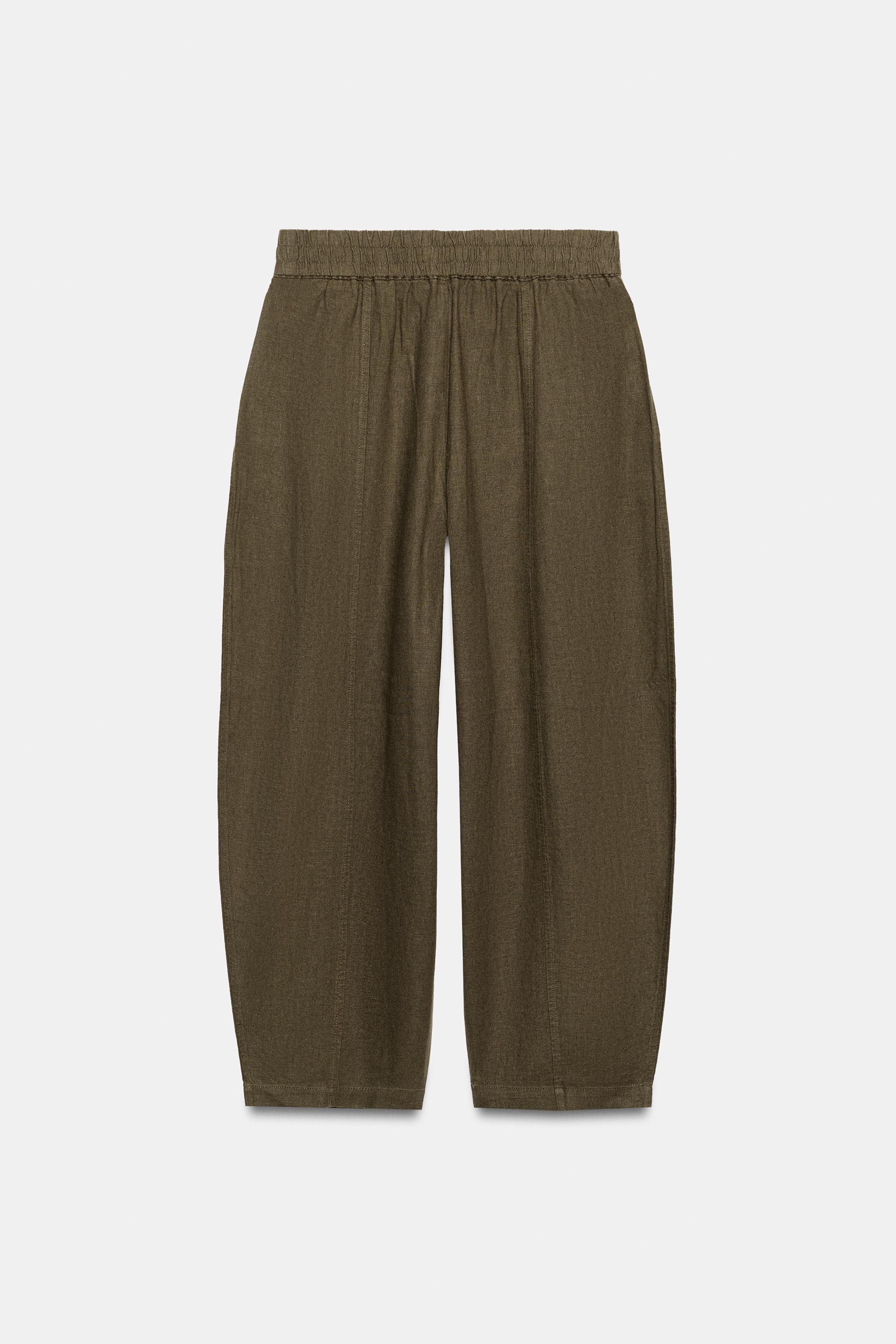 Zara Keten Barrel Pantolon görsel 8
