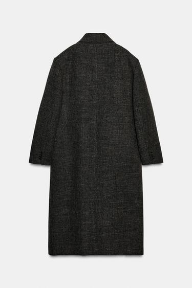 Zara WOOL BLEND COAT WITH VENTS ZW COLLECTION - Brown marl