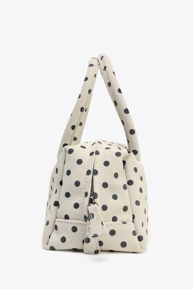 PRINTED SPLIT SUEDE BOWLING BAG - Ecru by Zara - Image 4