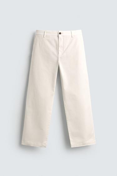 CALÇA CHINO RELAXED FIT - Branco-marfim da Zara