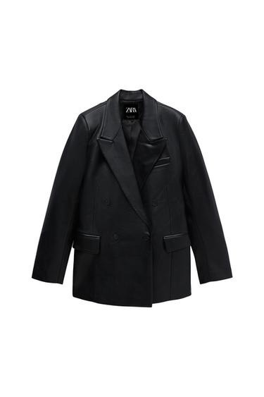 TAILORED FAUX LEATHER BLAZER