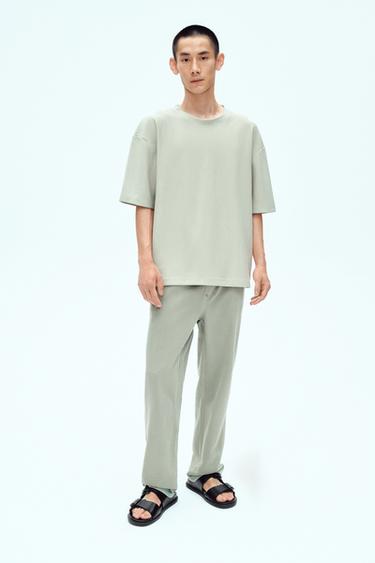 TEXTURED RELAXED FIT T-SHIRT - Blue / Grey by Zara