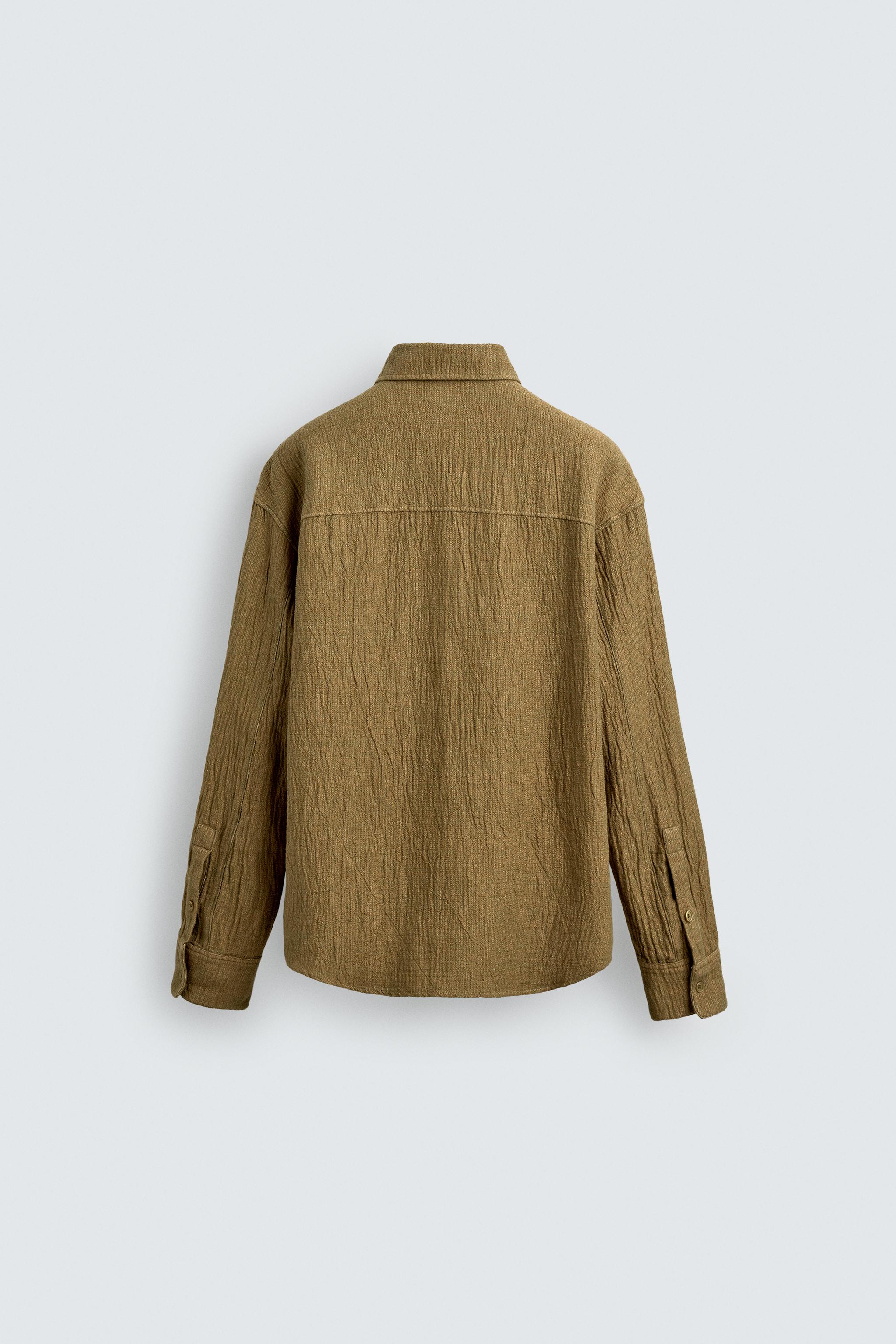 CREASED-EFFECT OVERSHIRT - olive green | ZARA Australia