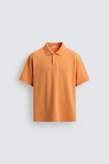 POLO MAJICA S PIKÉ TEKSTURO - Oranžni od Zare