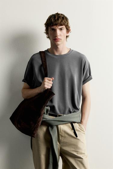 RELAXED FIT SOFT KAMISETA - Gris arrunta, Zara-rena