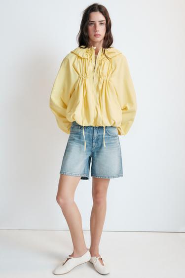 TRF MID-WAIST REGULAR DENIM BERMUDA SHORTS - Blue / Grey by Zara
