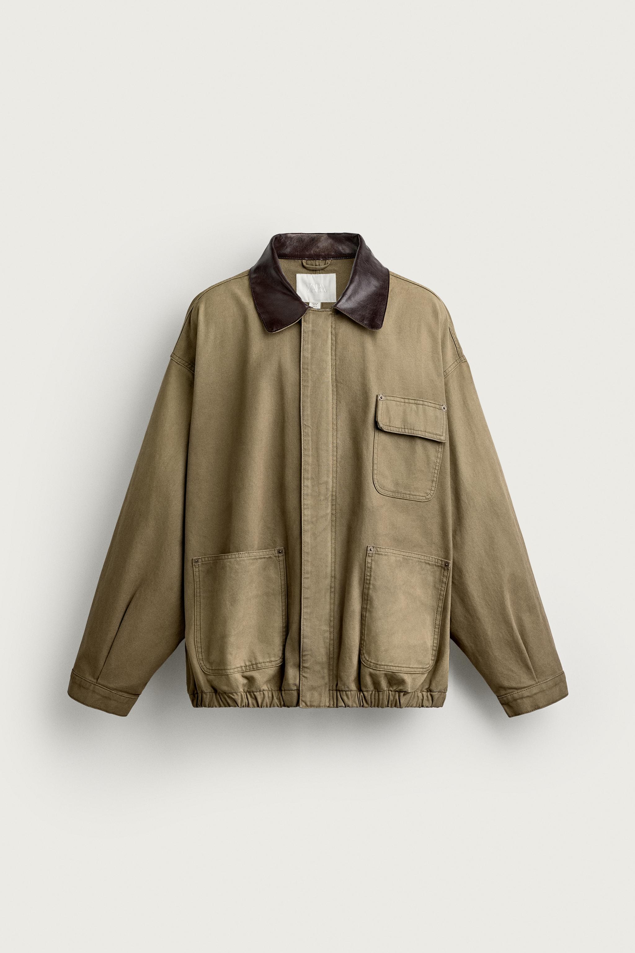 RELAXED FIT CONTRAST COLLAR JACKET