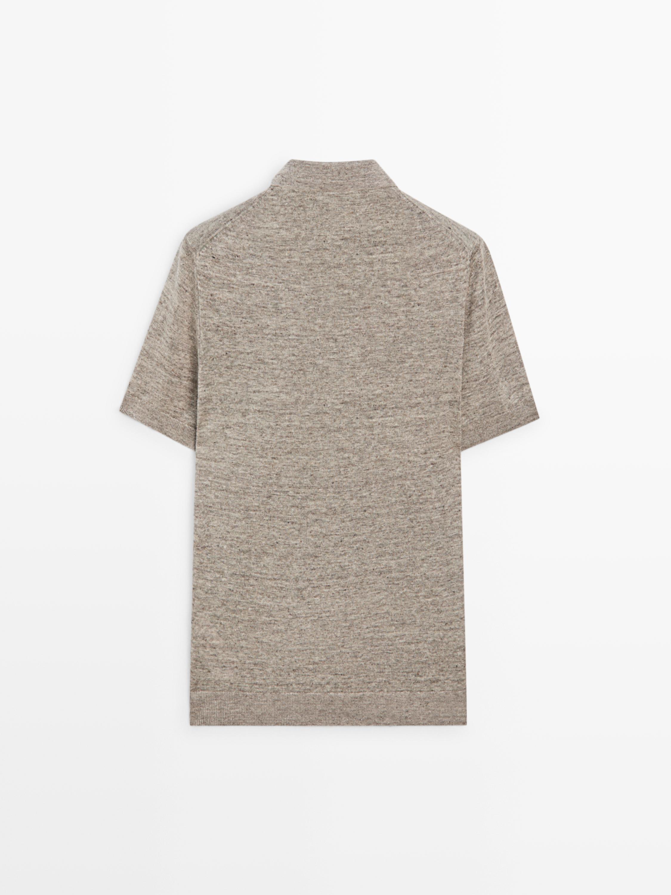 100% linen melange polo shirt