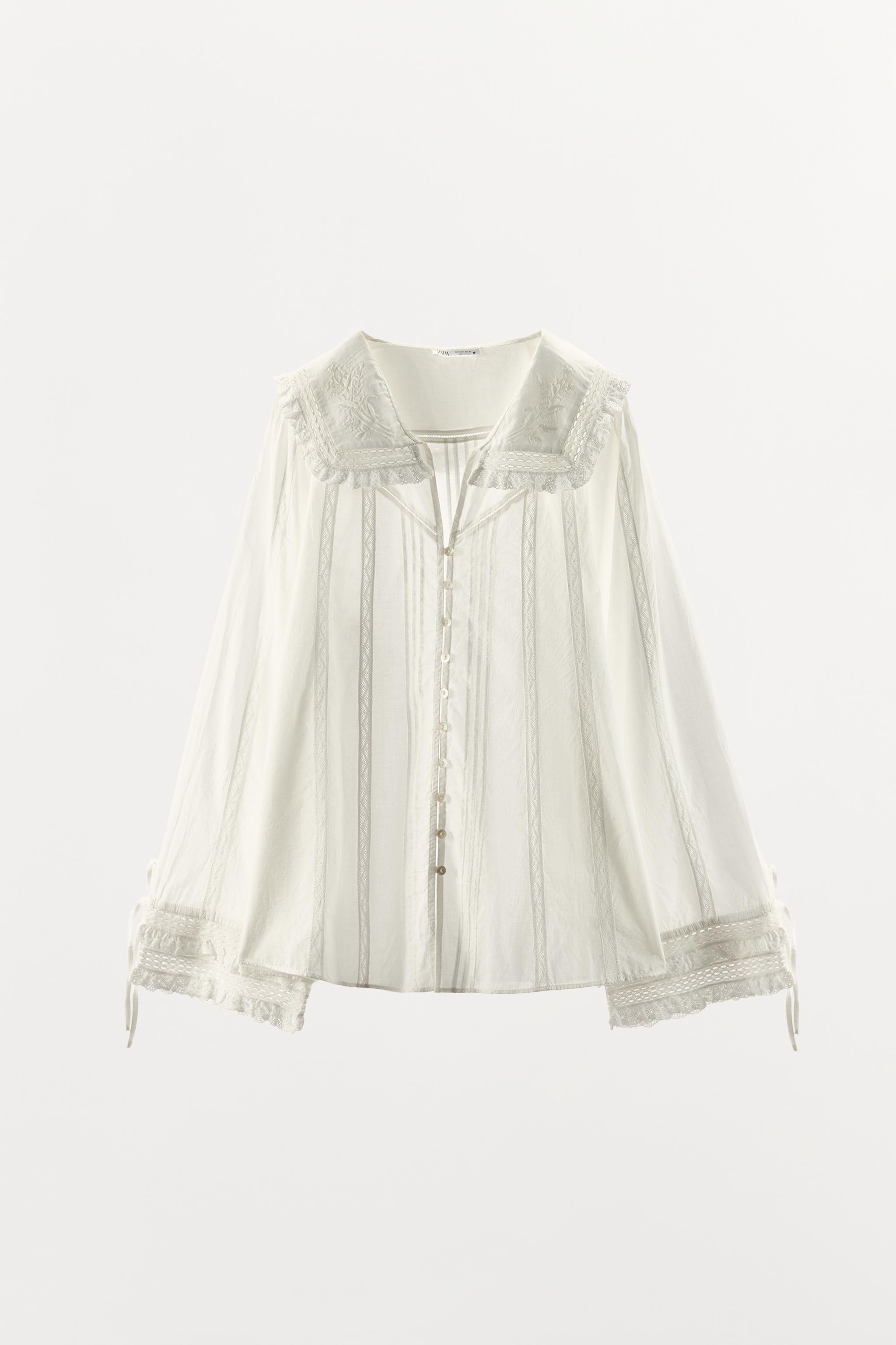 100% COTTON EMBROIDERED LACE BLOUSE