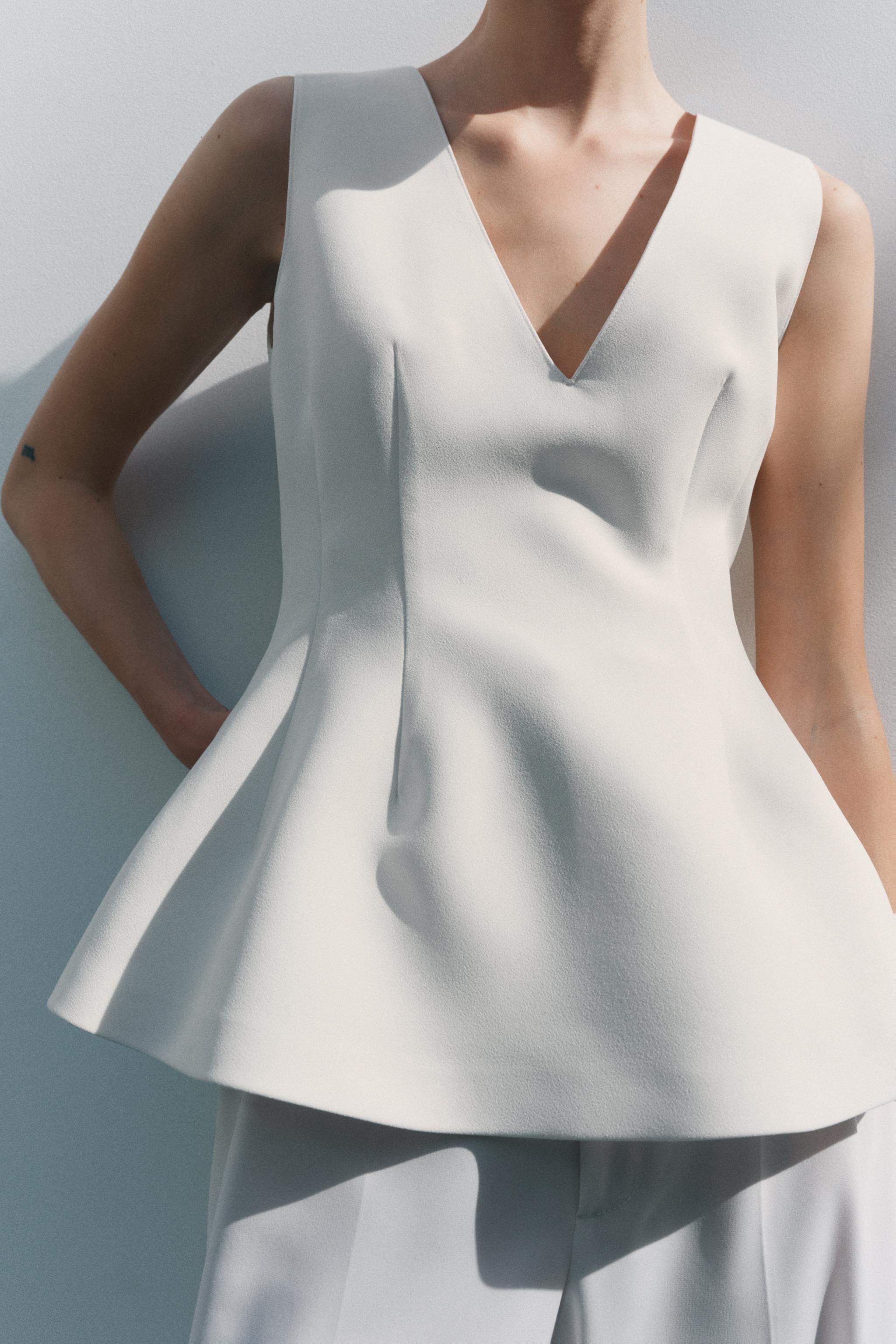 PEPLUM TOP ZW COLLECTION - Ecru | ZARA United States