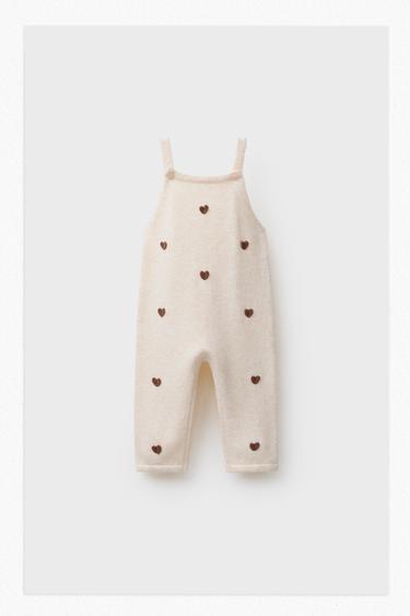 ТРИКОТАЖНЫЙ КОМБИНЕЗОН С СЕРДЕЧКАМИ — СЛОНОВАЯ КОСТЬ от Zara