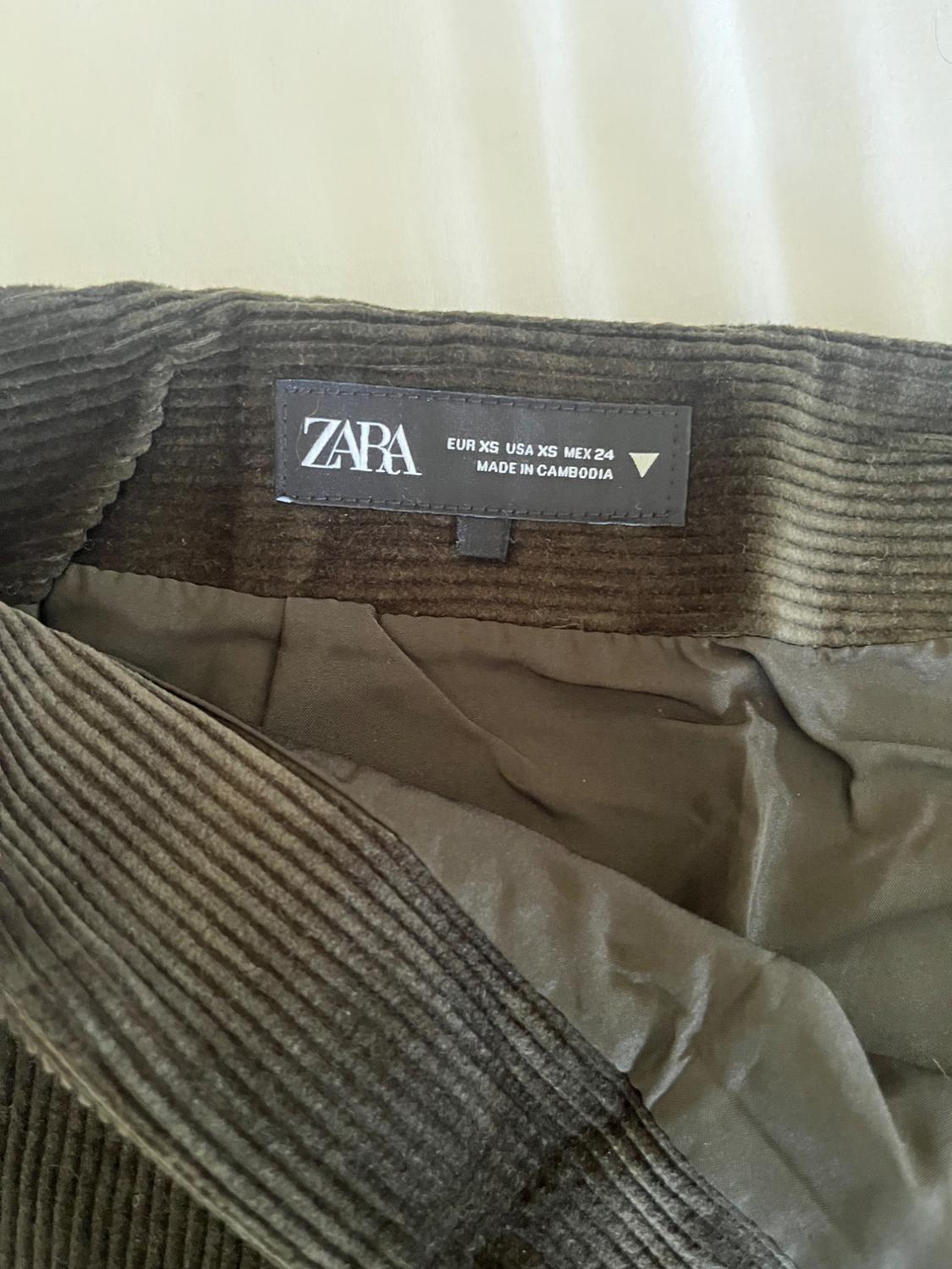 CORDUROY KHAKI GREEN MINI SKIRT - Image 4