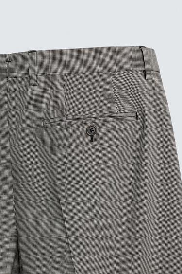 PANTALON DE COSTUME À CARREAUX EN MÉLANGE DE LAINE - Noir / Blanc de Zara - Image 7