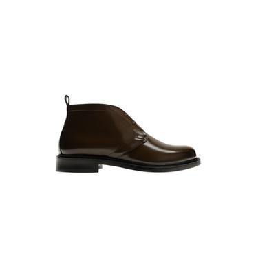 GLOSSY LEATHER BOOTS - Brown by Zara