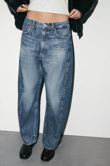 TRF BAGGY BARREL MID-WAIST JEANS - Blue by Zara