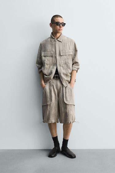 CONJUNTO 100% LINHO COM EFEITO AMASSADO - Prata-envelhecida da Zara