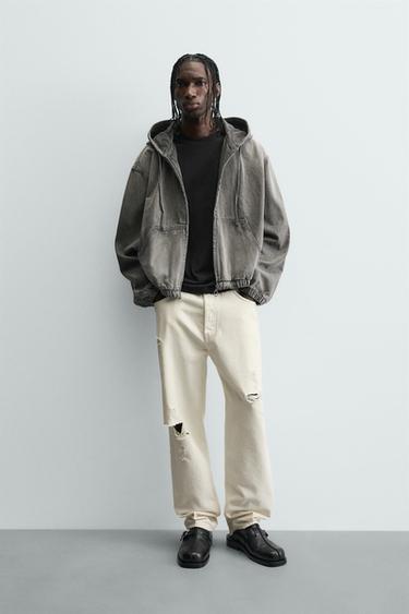 CAZADORA LAVADA CAPUCHA - Gris de Zara - Imagen 0