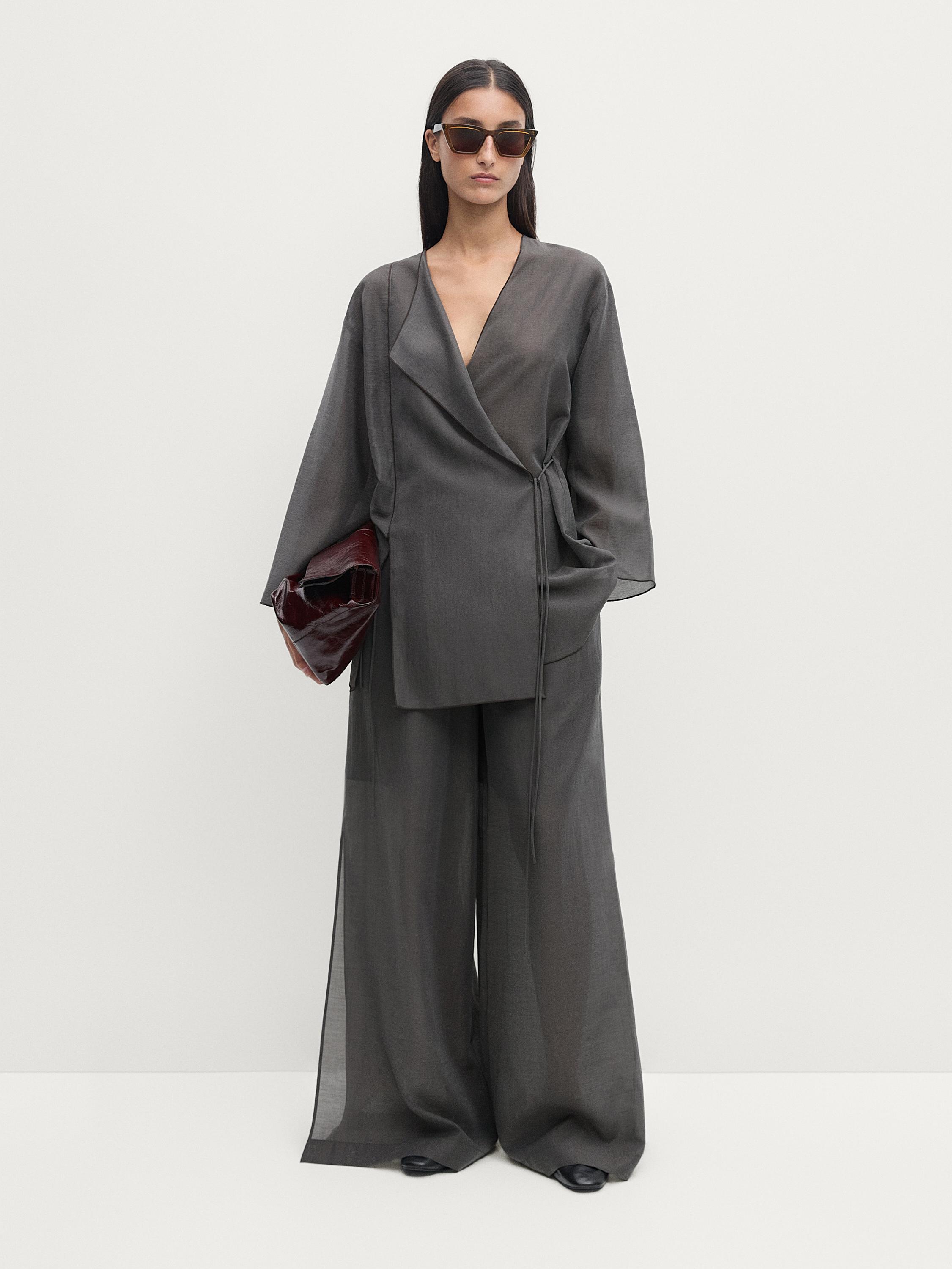 Flowing kimono with tie detail - Cobalt | ZARA United States