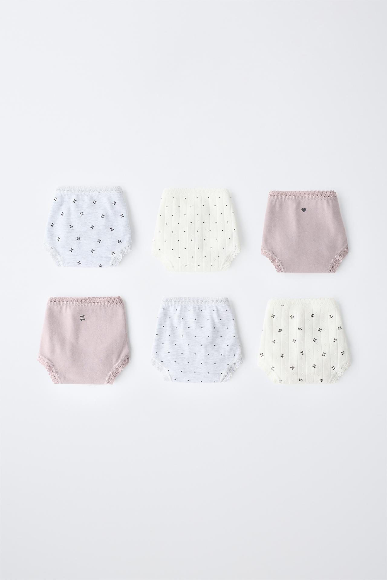 1 1/2-6 YEARS / PACK OF SIX PRINTED UNDERWEAR — Lilac / White