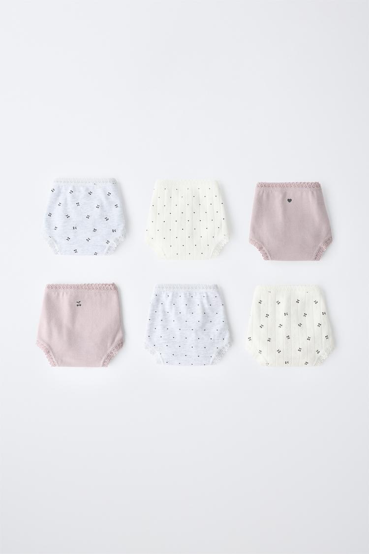 1 1/2-6 YEARS / PACK OF SIX PRINTED UNDERWEAR — Lilac / White