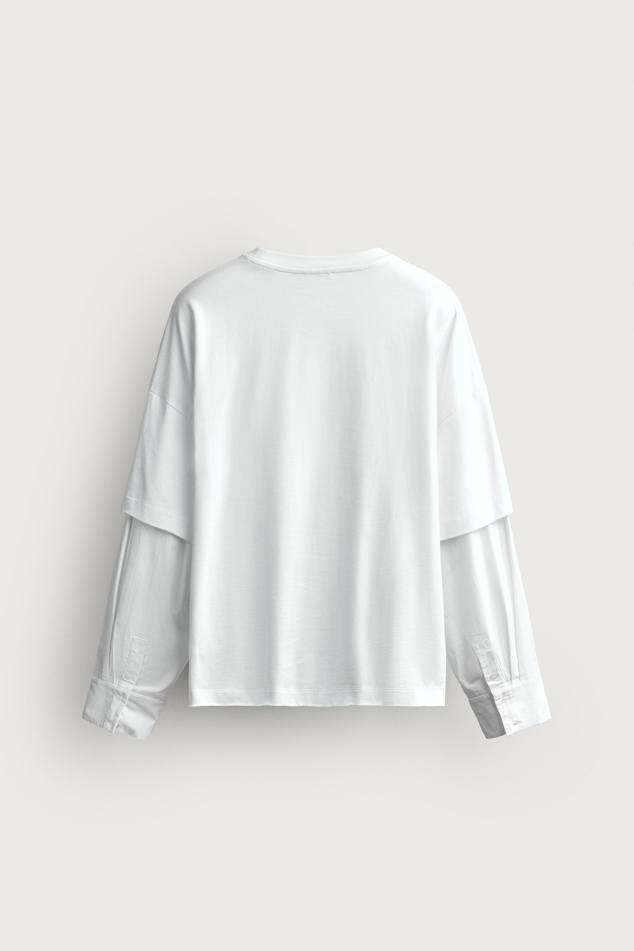 LAYERED EFFECT LONG SLEEVE T-SHIRT — White