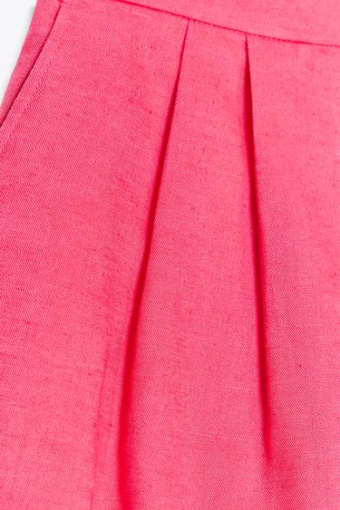 PLEATED LINEN BLEND BERMUDA SHORTS - Strawberry by Zara - Image 7