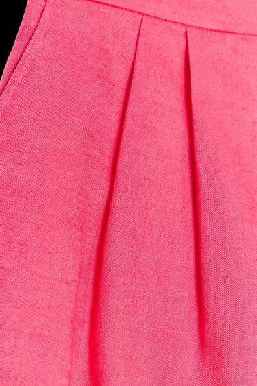 BERMUDASHORTS MIT BUNDFALTEN AUS LEINEN - Erdbeerrosa von Zara