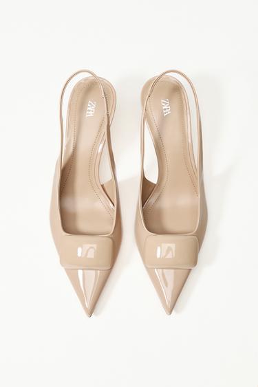 SLINGBACKS WITH HEEL DETAIL - Beige by Zara