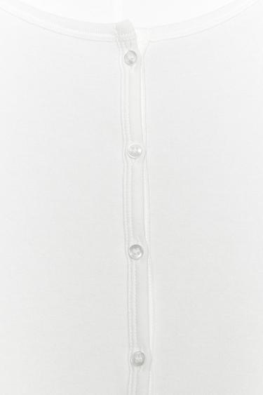 T-SHIRT COL TUNISIEN EN COTON - Blanc de Zara - Image 7