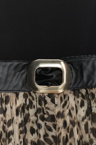 ANIMAL PRINT COMBINATION MIDI DRESS WITH BELT - Leopard by Zara - Image 8
