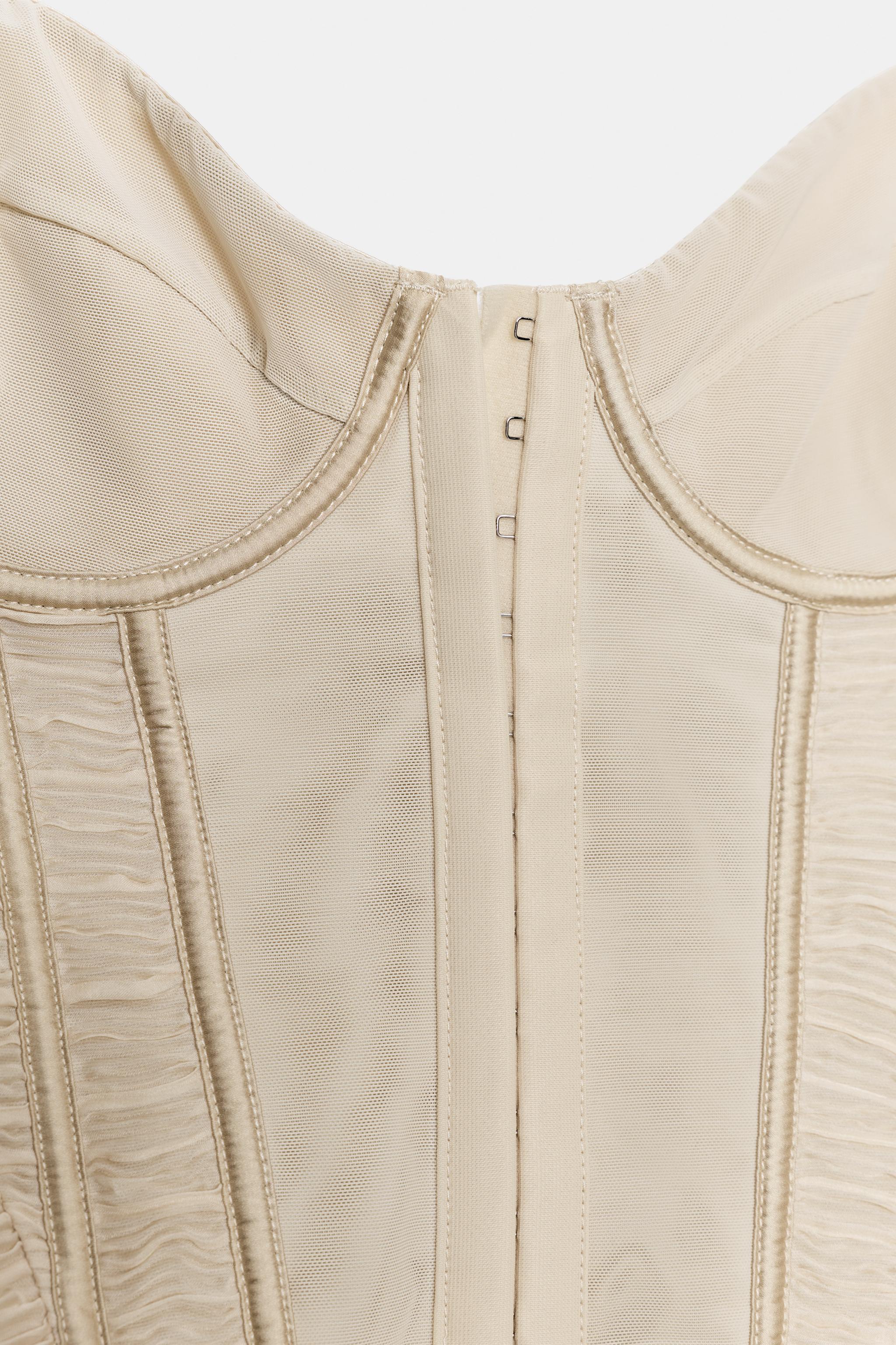 TEXTURED MIXED-FABRIC CORSET
