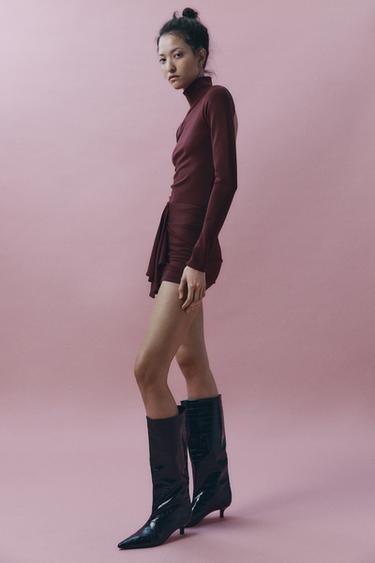 SHORT DRESS WITH OPENING - Burgundy by Zara - Image 0