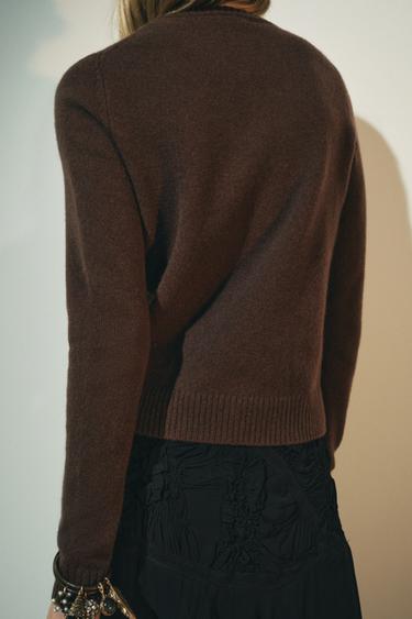 BASIC 100% WOOL SWEATER - Brown by Zara - Image 3