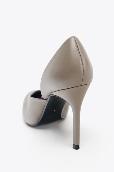 LEATHER HIGH-HEEL SHOES - Taupe Grey by Zara - Image 4