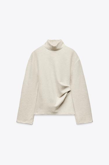 Zara SOFT PLEATED TOP - Beige