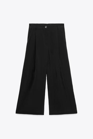УКОРОЧЕННЫЕ БРЮКИ С ЗАЩИПАМИ — ZW COLLECTION — ЧЕРНЫЙ от Zara